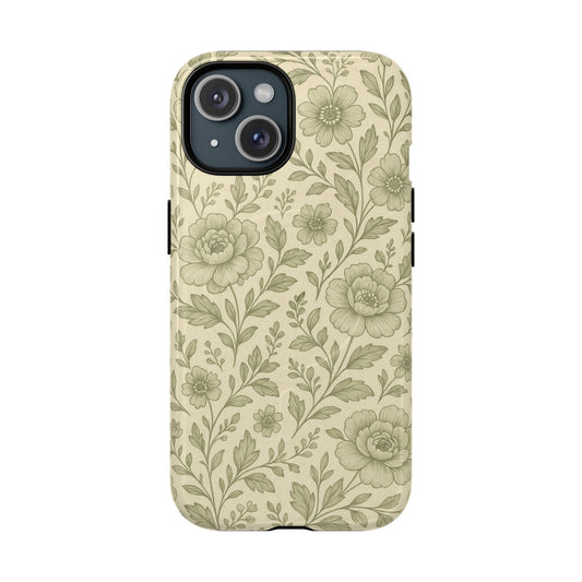 Sage Pattern Vintage Floral iPhone Case | Compatible with MagSafe