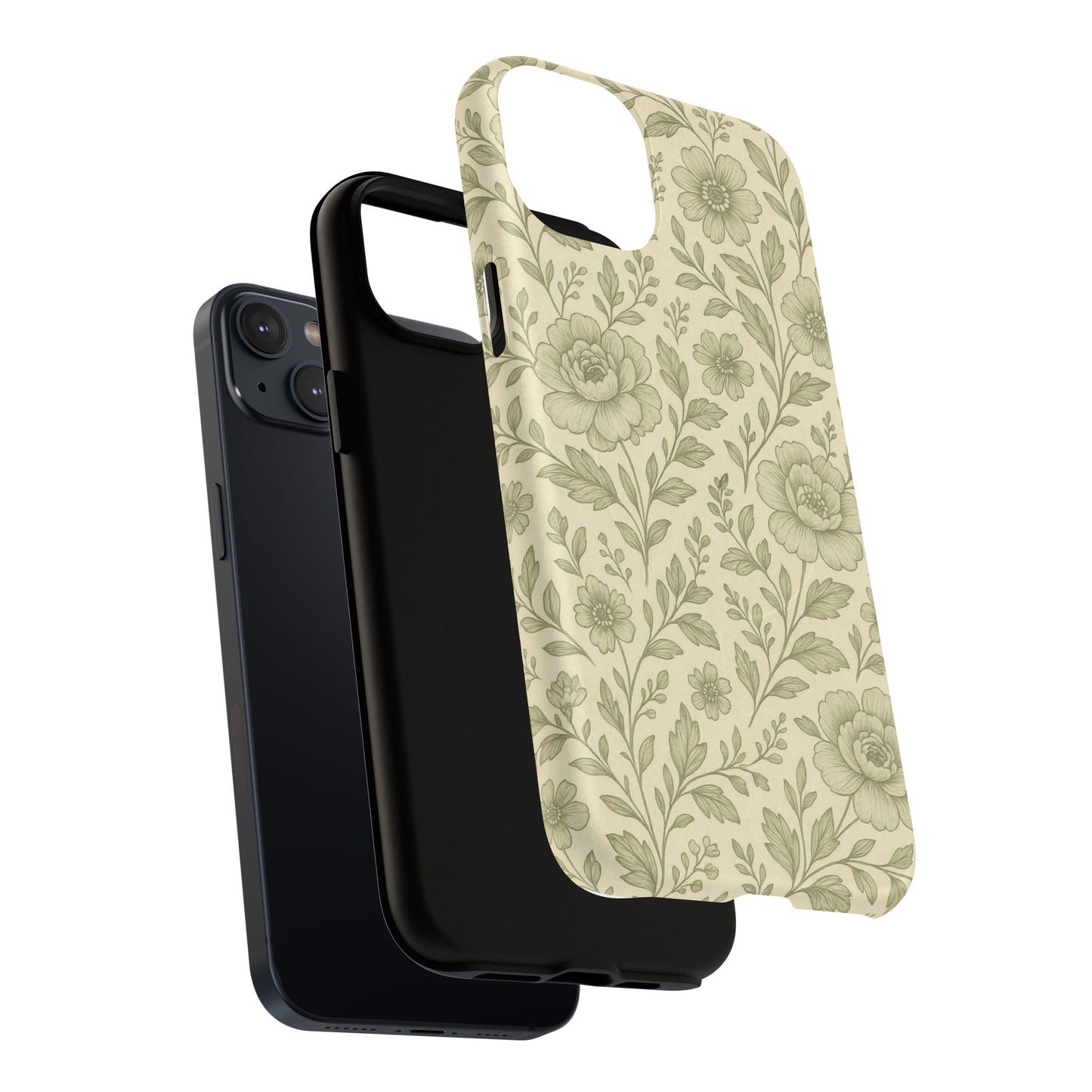 Sage Pattern Vintage Floral iPhone Case | Compatible with MagSafe