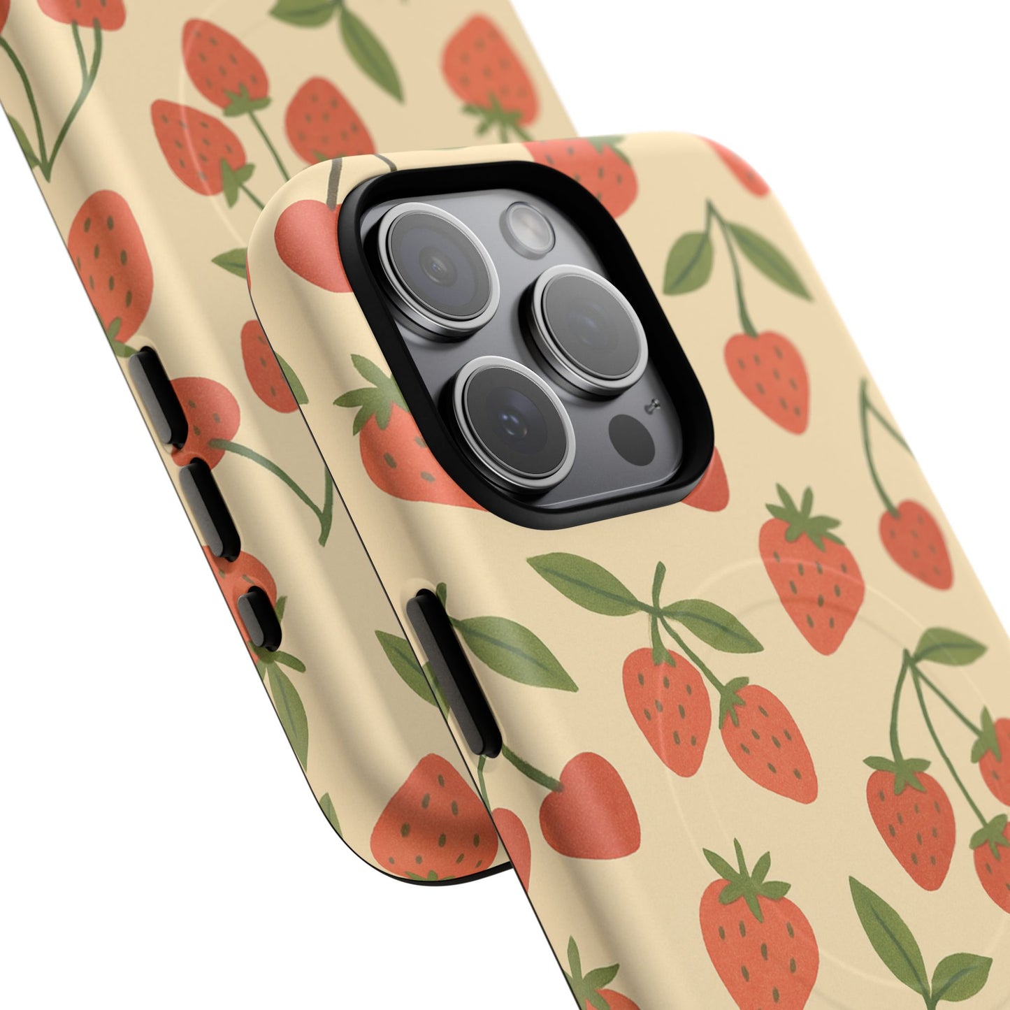 Strawberry Cherry Fruit Pattern iPhone Case | MagSafe Compatible