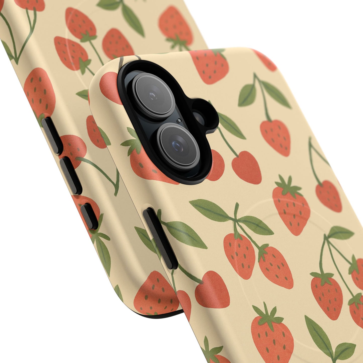 Strawberry Cherry Fruit Pattern iPhone Case | MagSafe Compatible