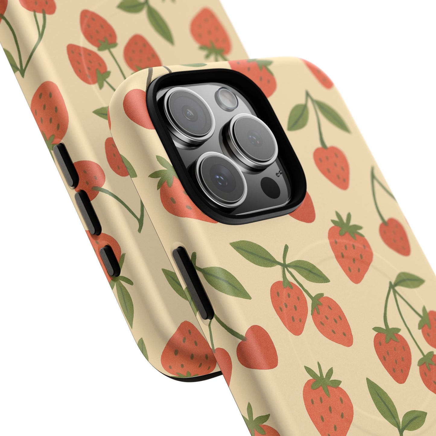 Strawberry Cherry Fruit Pattern iPhone Case | MagSafe Compatible