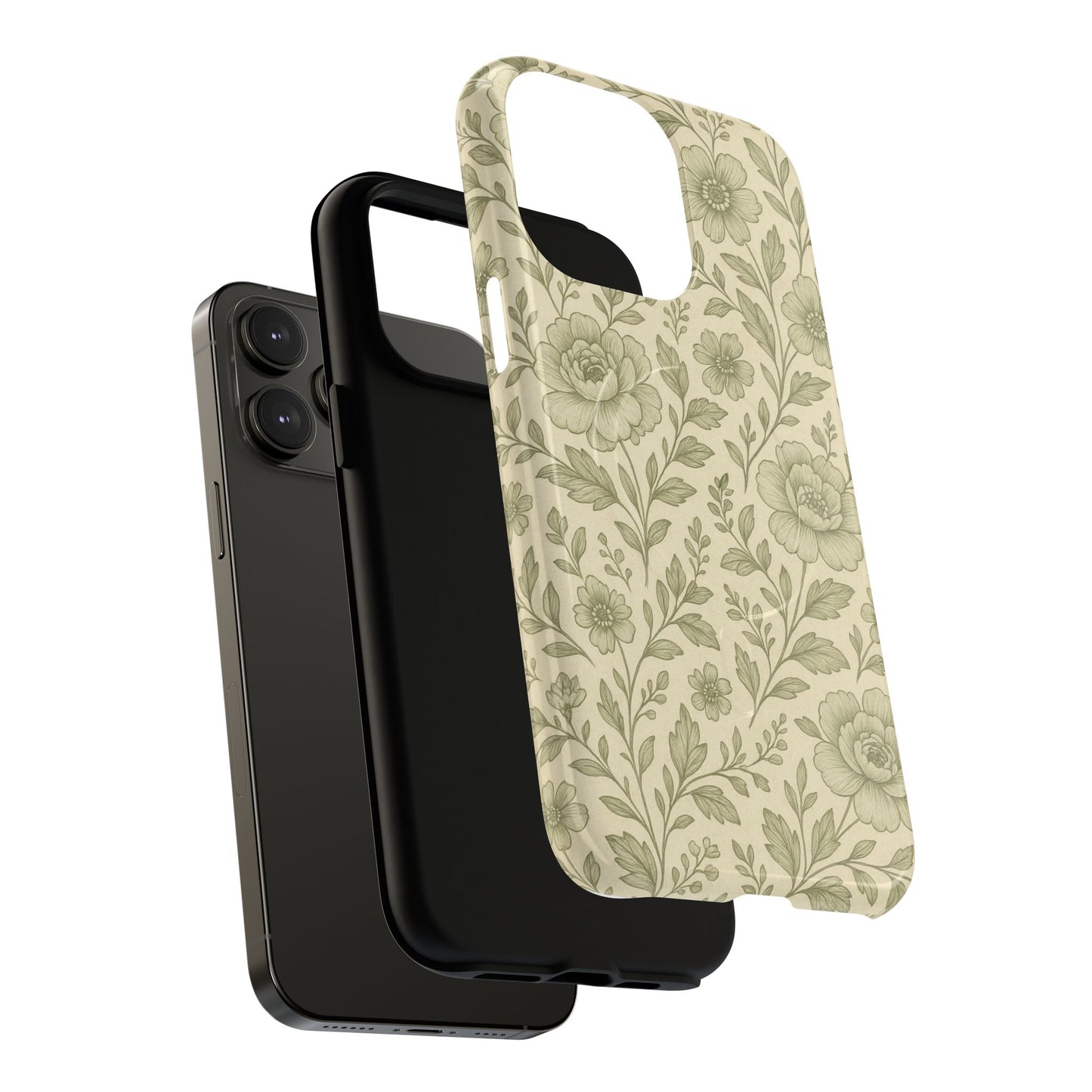 Sage Pattern Vintage Floral iPhone Case | Compatible with MagSafe