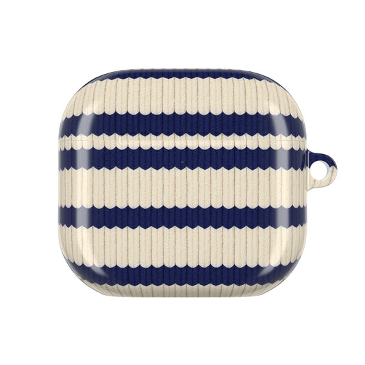 Striped Ribbed AirPod Case — Navy & Cream Retro Coastal Cover Shamo's