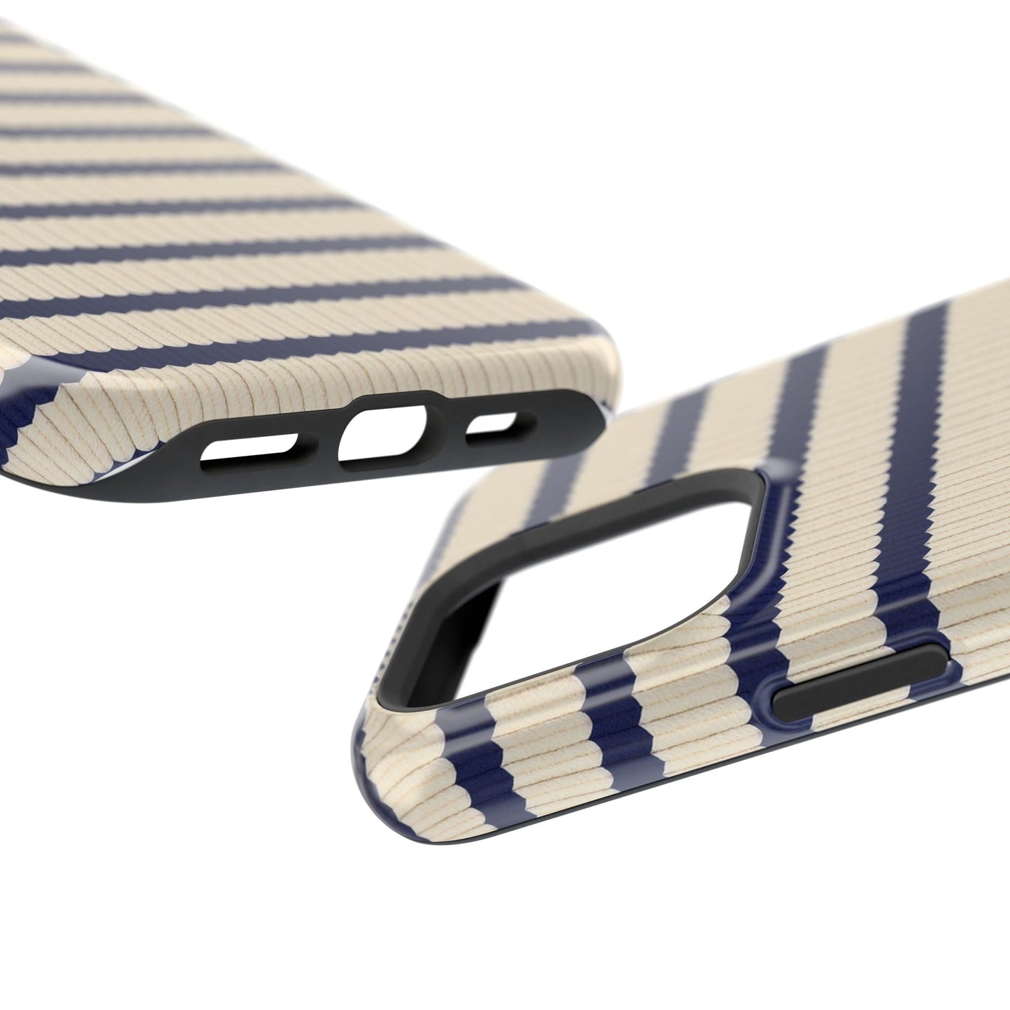Navy & Cream Ribbed Holiday Sweater Design iPhone Case with MagSafe compatibility Shamo's