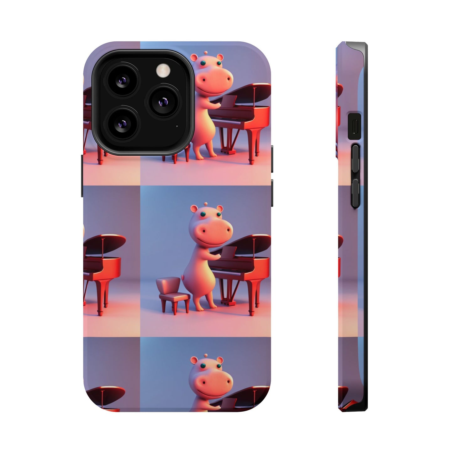 MagSafe Tough Cases with Tiny cute hippo playing a piano