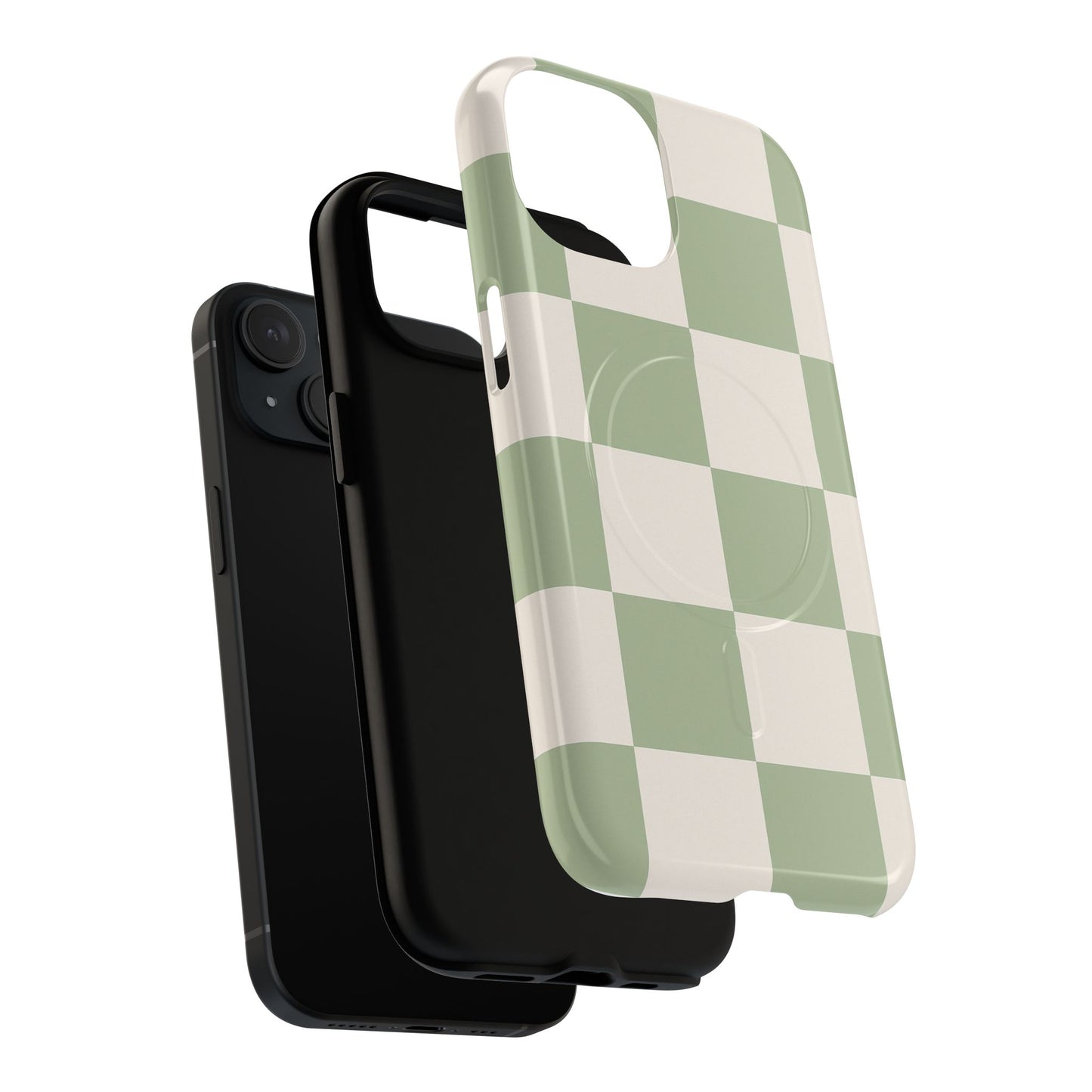 Sage Checkerboard Tough iPhone Case - Compatible with MagSafe