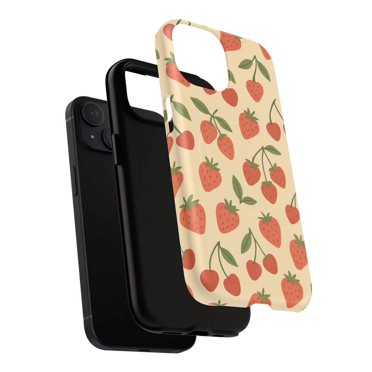 Strawberry Cherry Fruit Pattern iPhone Case | MagSafe Compatible