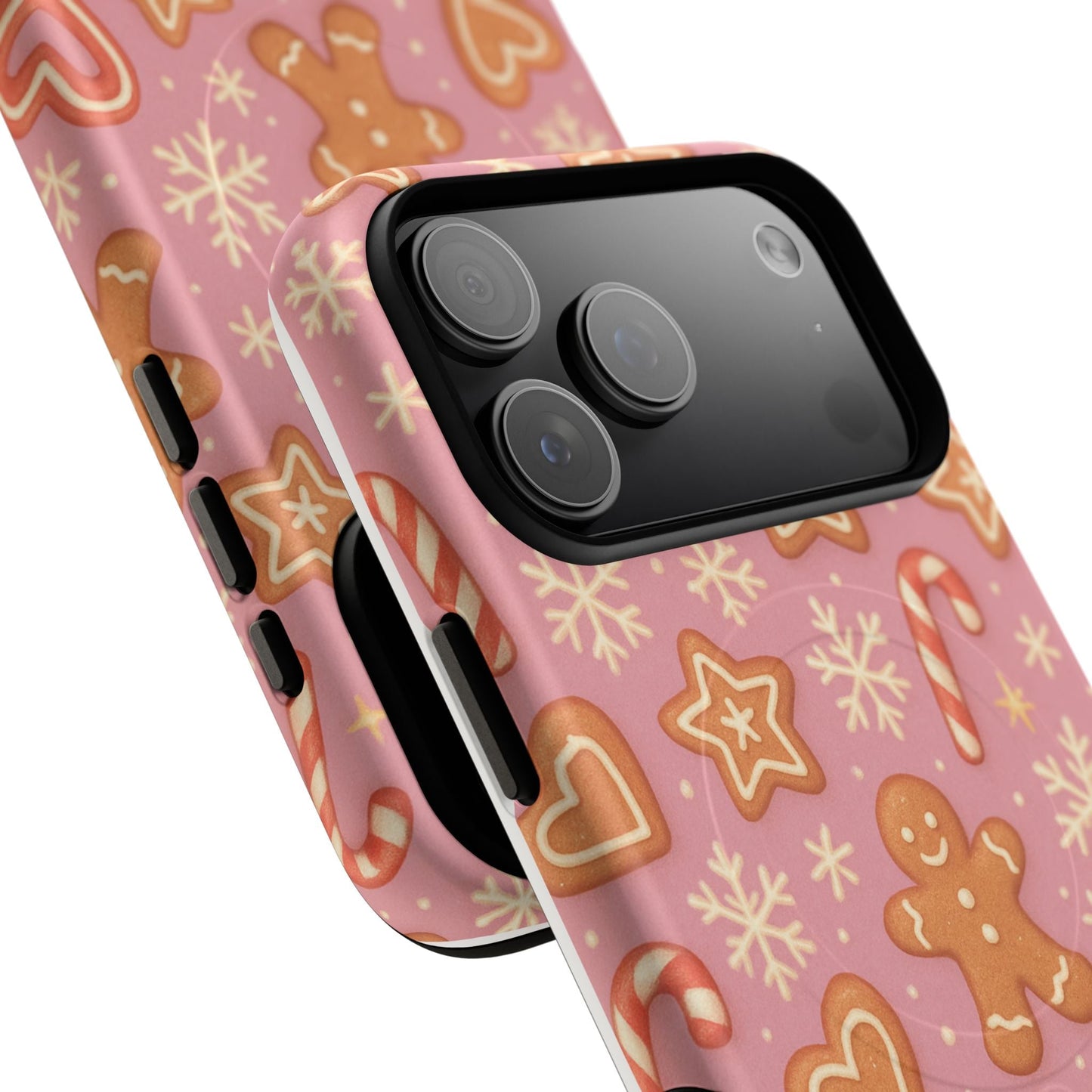 Pink Gingerbread Holiday iPhone Case with MagSafe compatibility Shamo's