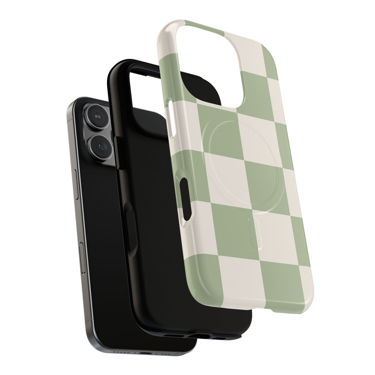 Sage Checkerboard Tough iPhone Case - Compatible with MagSafe