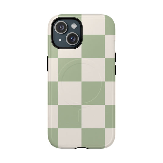 Sage Checkerboard Tough iPhone Case - Compatible with MagSafe