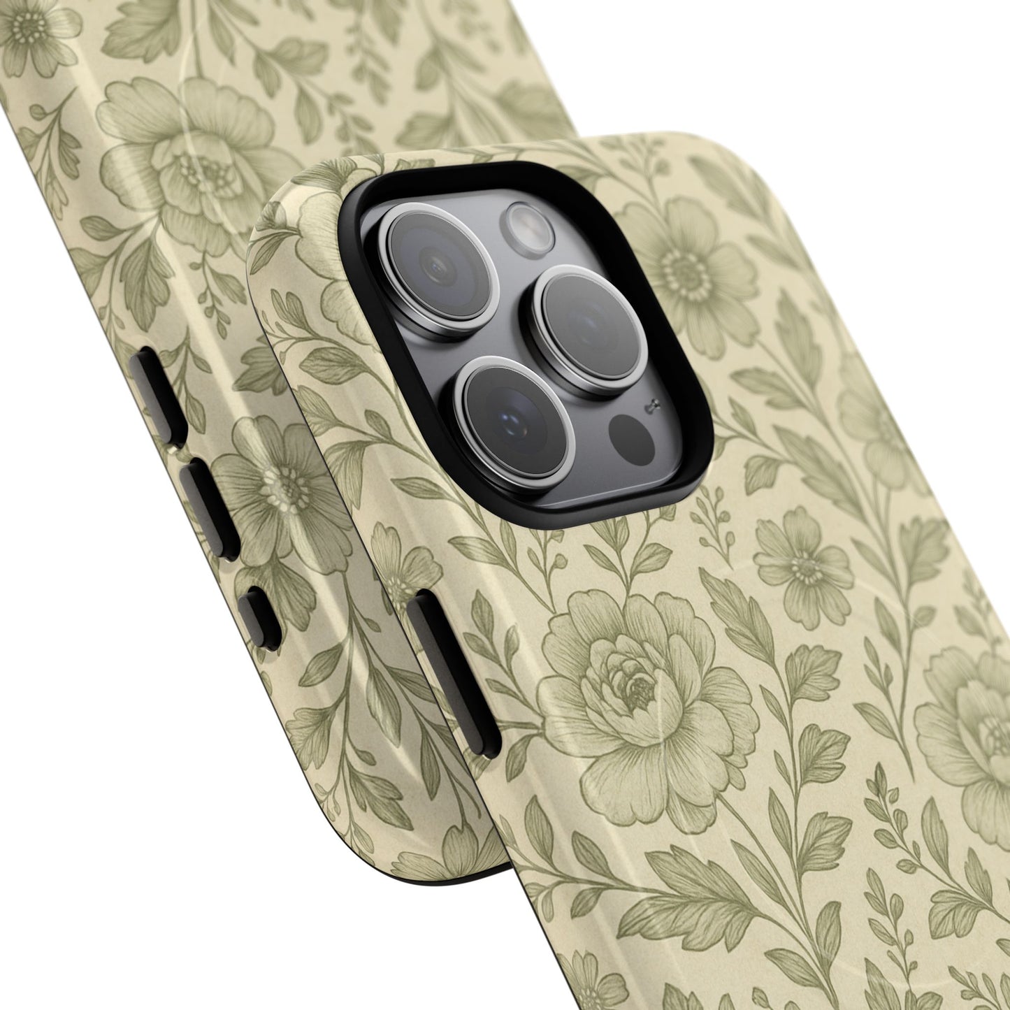 Sage Pattern Vintage Floral iPhone Case | Compatible with MagSafe
