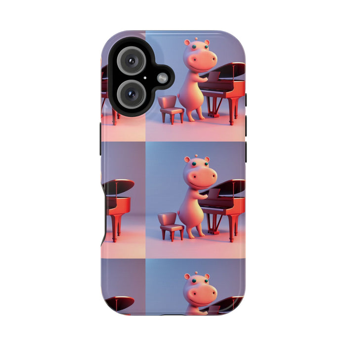 MagSafe Tough Cases with Tiny cute hippo playing a piano