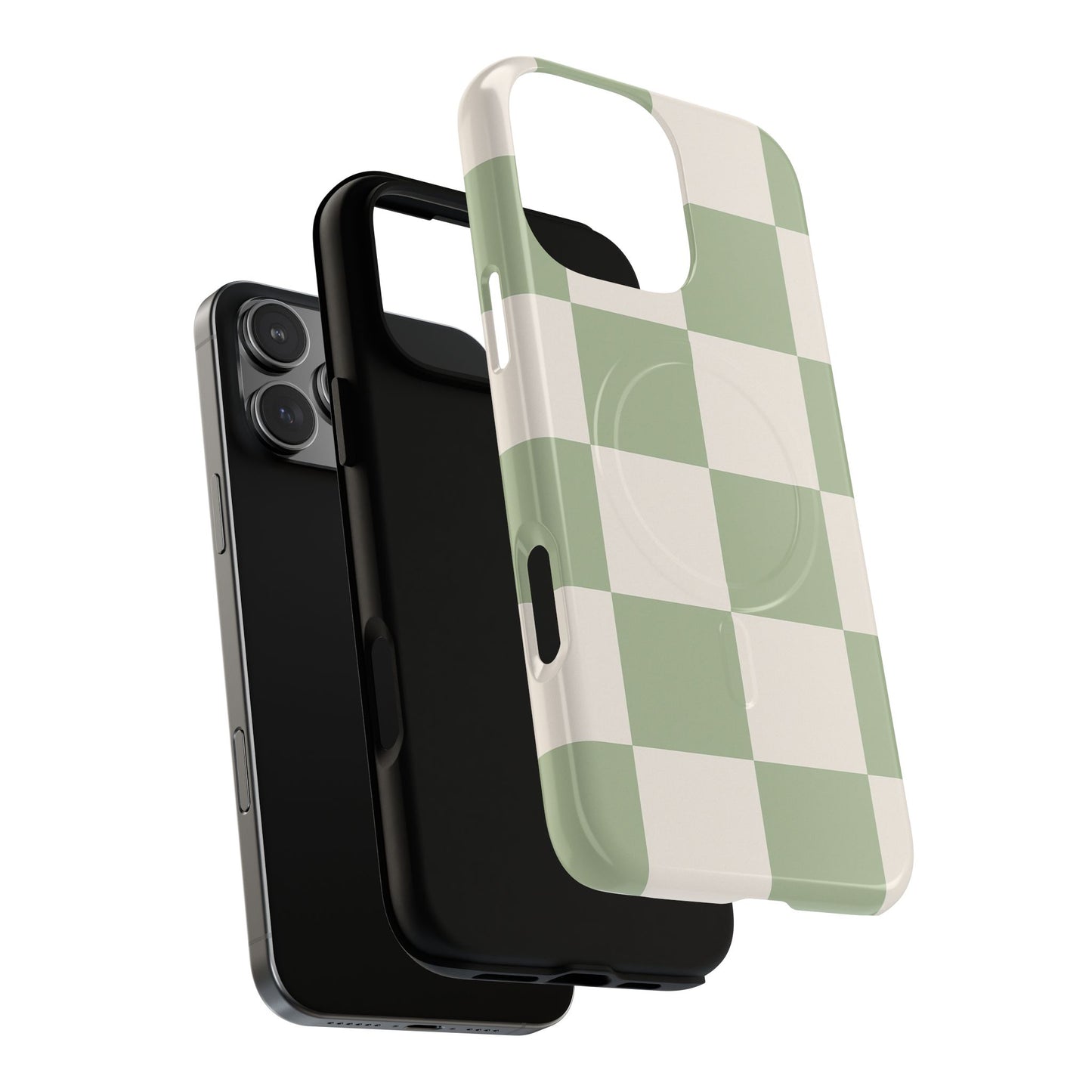 Sage Checkerboard Tough iPhone Case - Compatible with MagSafe