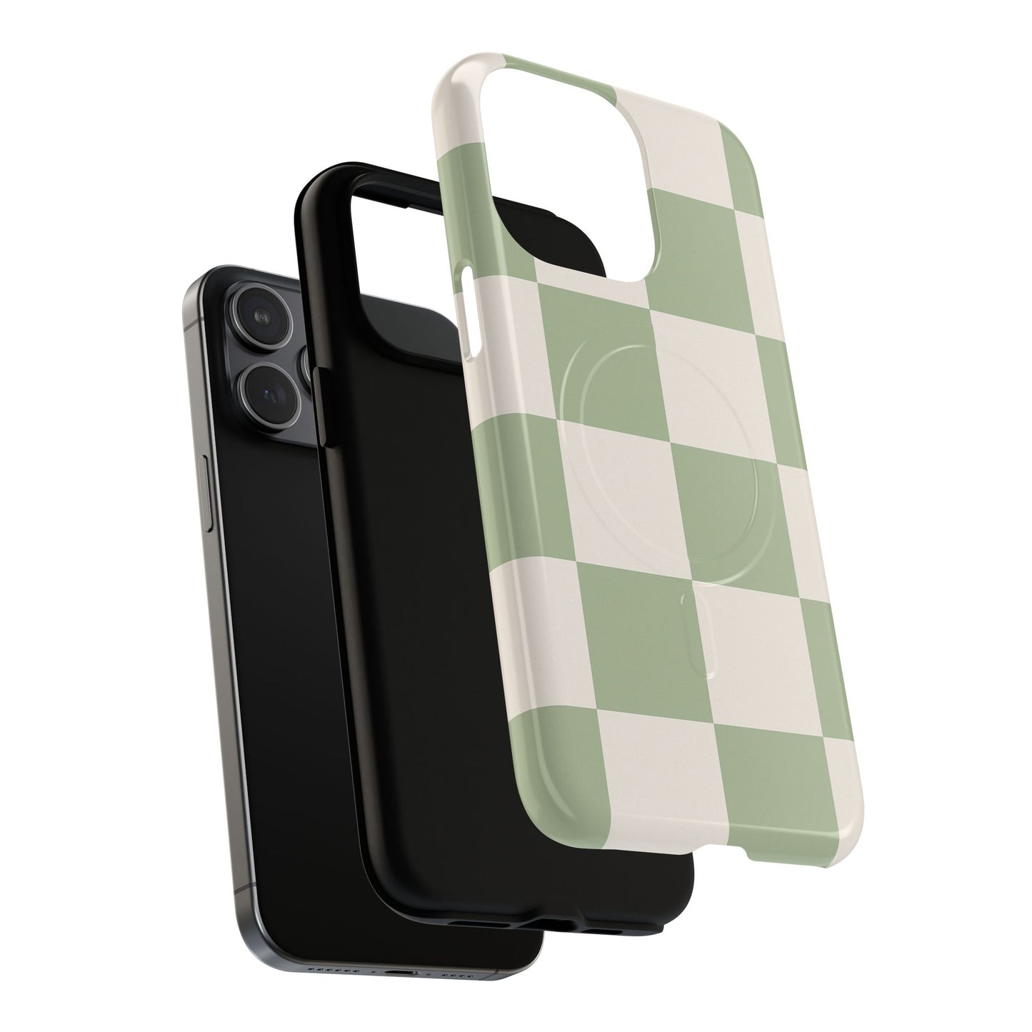 Sage Checkerboard Tough iPhone Case - Compatible with MagSafe