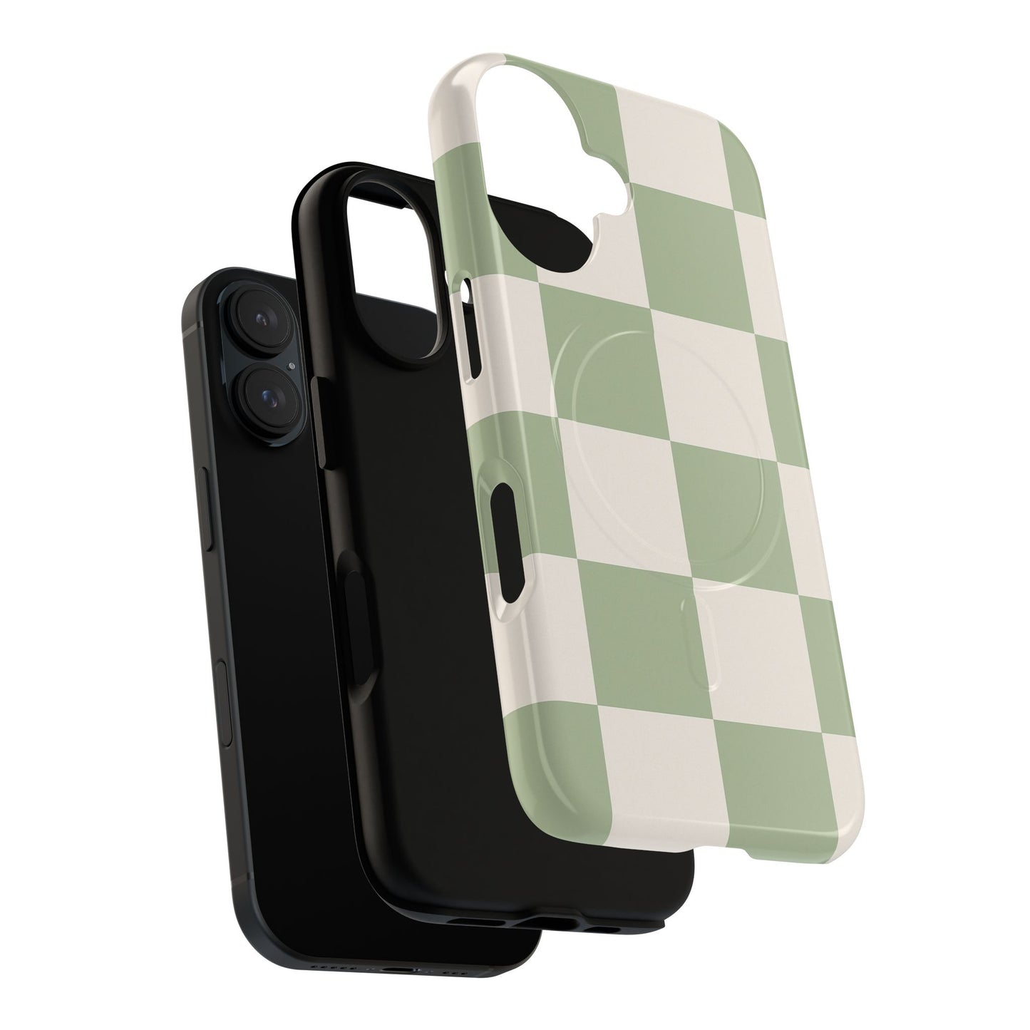 Sage Checkerboard Tough iPhone Case - Compatible with MagSafe