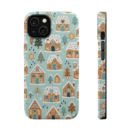 Winter Gingerbread Village Holiday Theme iPhone Case with MagSafe compatibility Shamo's iPhone 14 / Glossy