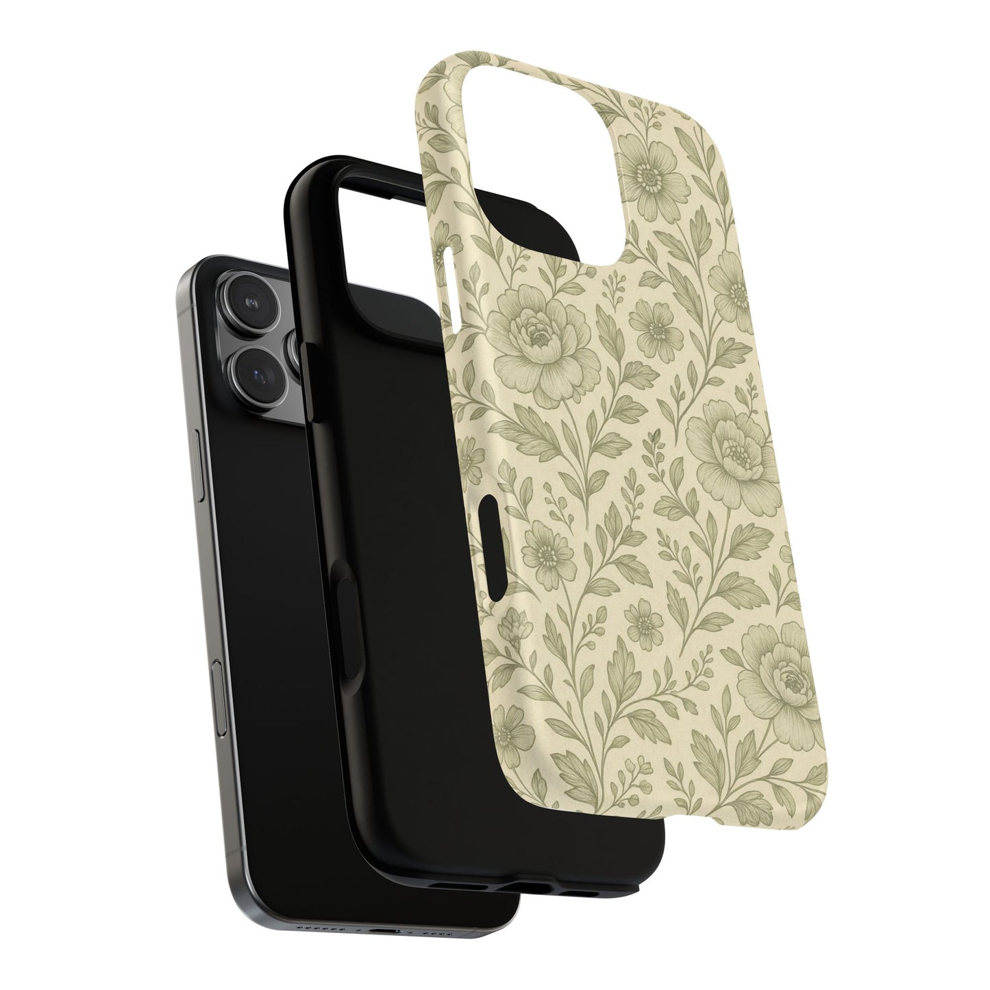 Sage Pattern Vintage Floral iPhone Case | Compatible with MagSafe