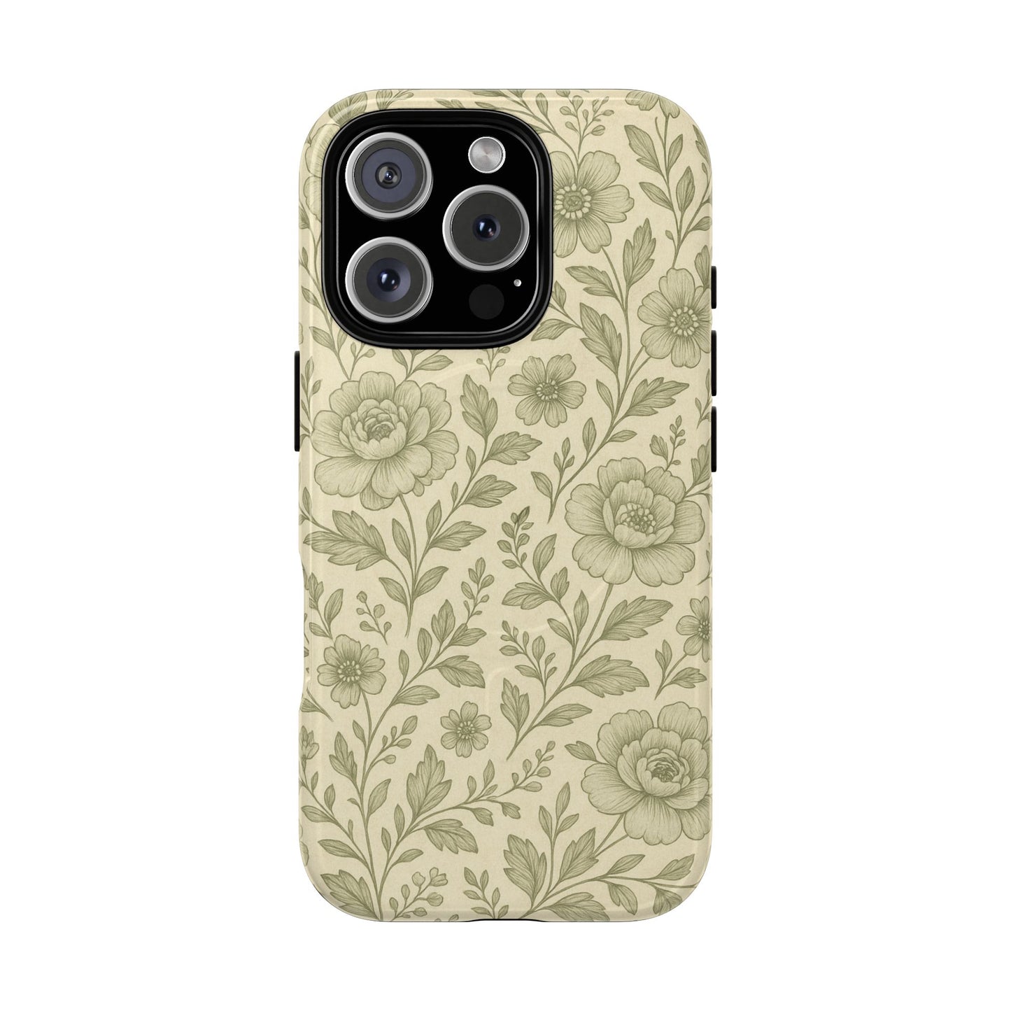 Sage Pattern Vintage Floral iPhone Case | Compatible with MagSafe