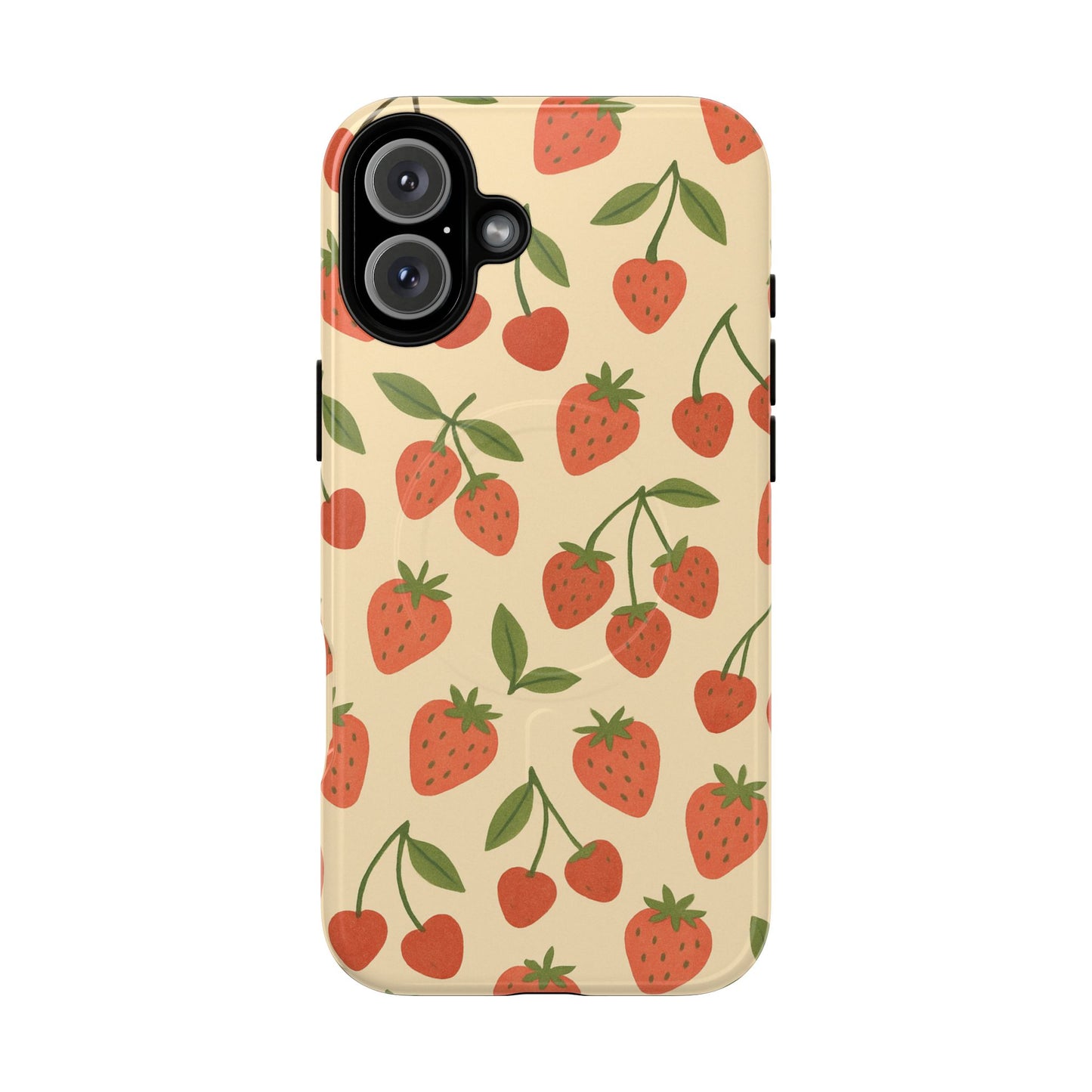 Strawberry Cherry Fruit Pattern iPhone Case | MagSafe Compatible