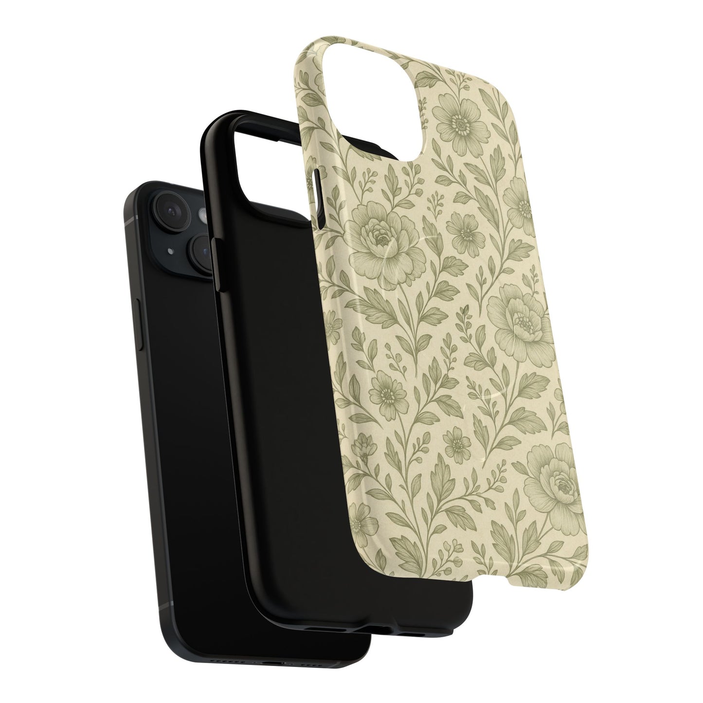 Sage Pattern Vintage Floral iPhone Case | Compatible with MagSafe