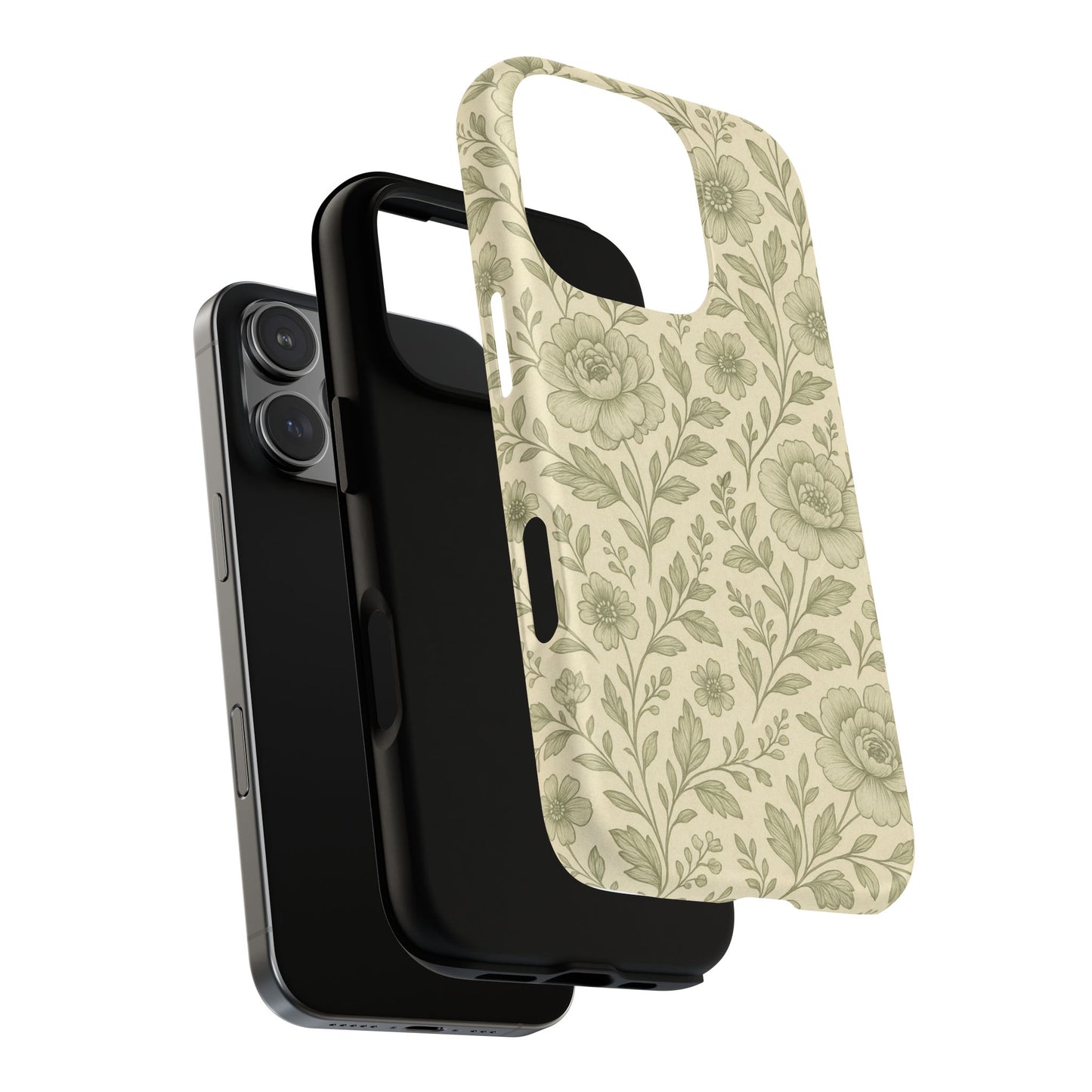 Sage Pattern Vintage Floral iPhone Case | Compatible with MagSafe