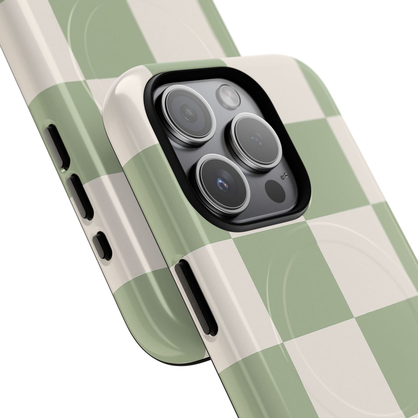 Sage Checkerboard Tough iPhone Case - Compatible with MagSafe