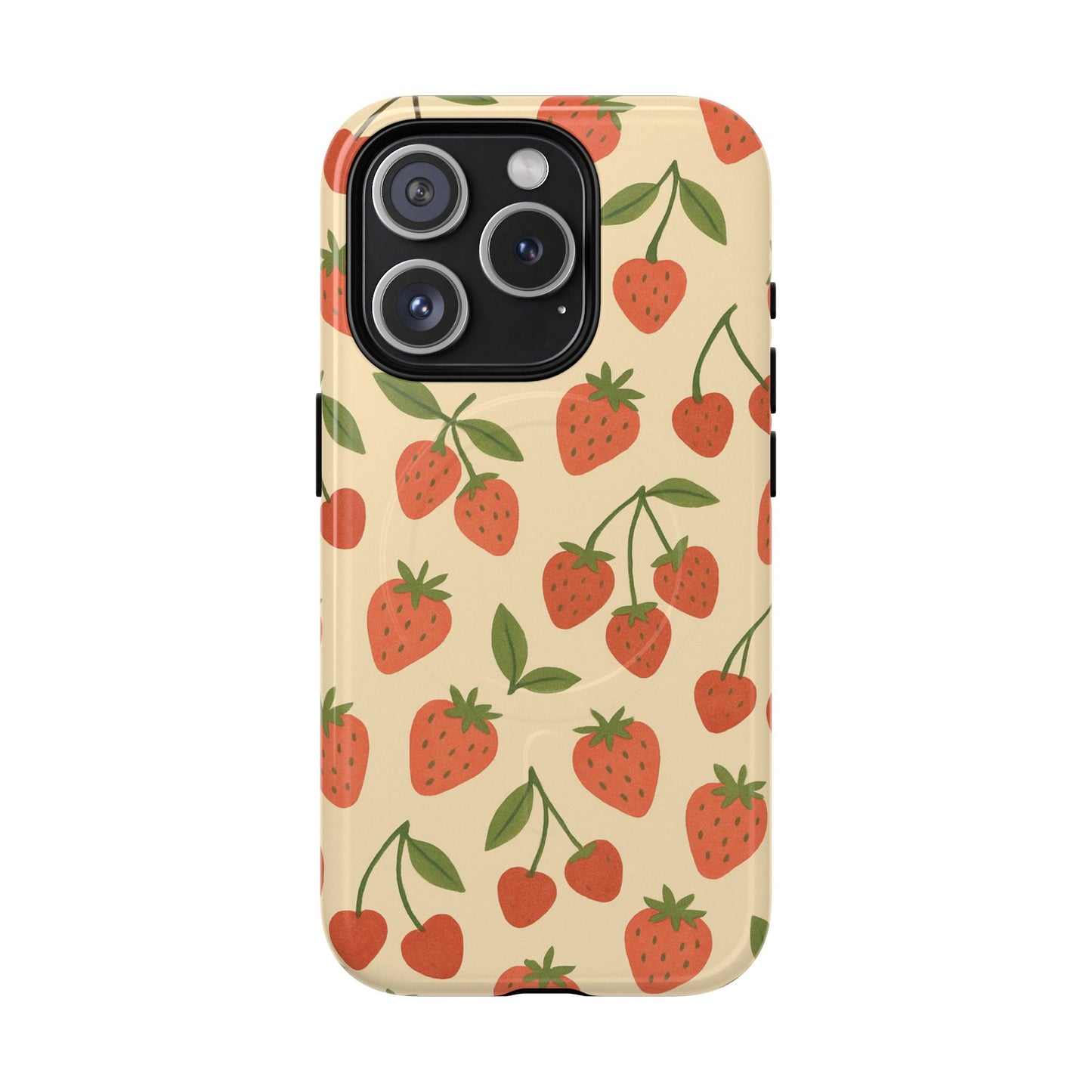 Strawberry Cherry Fruit Pattern iPhone Case | MagSafe Compatible