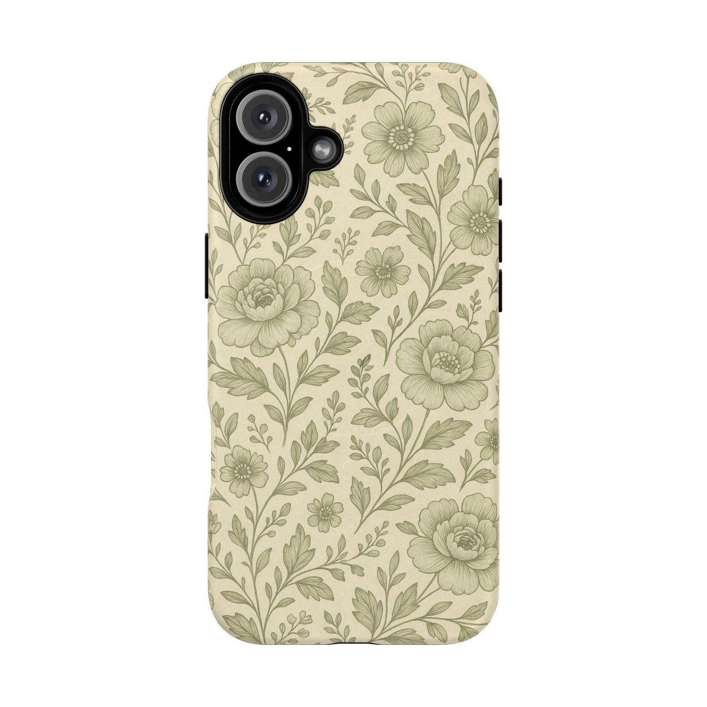 Sage Pattern Vintage Floral iPhone Case | Compatible with MagSafe