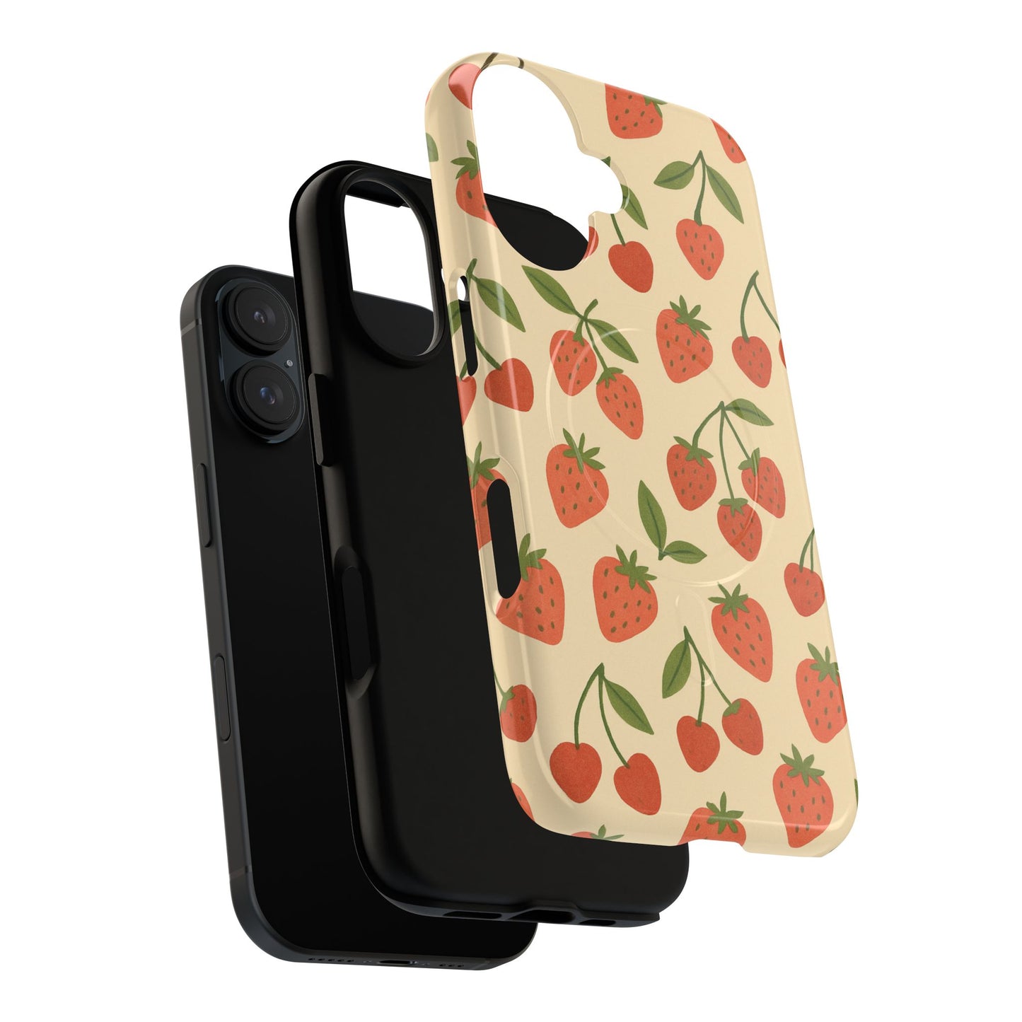 Strawberry Cherry Fruit Pattern iPhone Case | MagSafe Compatible