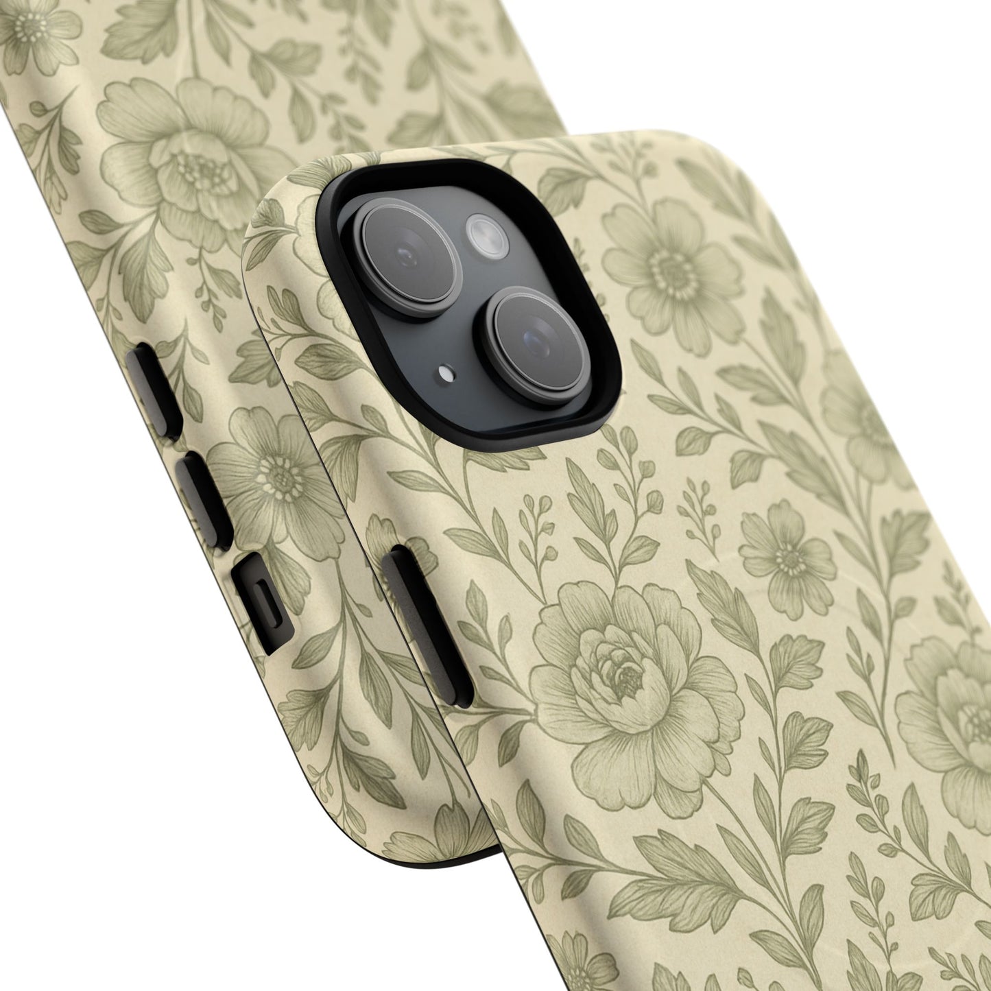 Sage Pattern Vintage Floral iPhone Case | Compatible with MagSafe