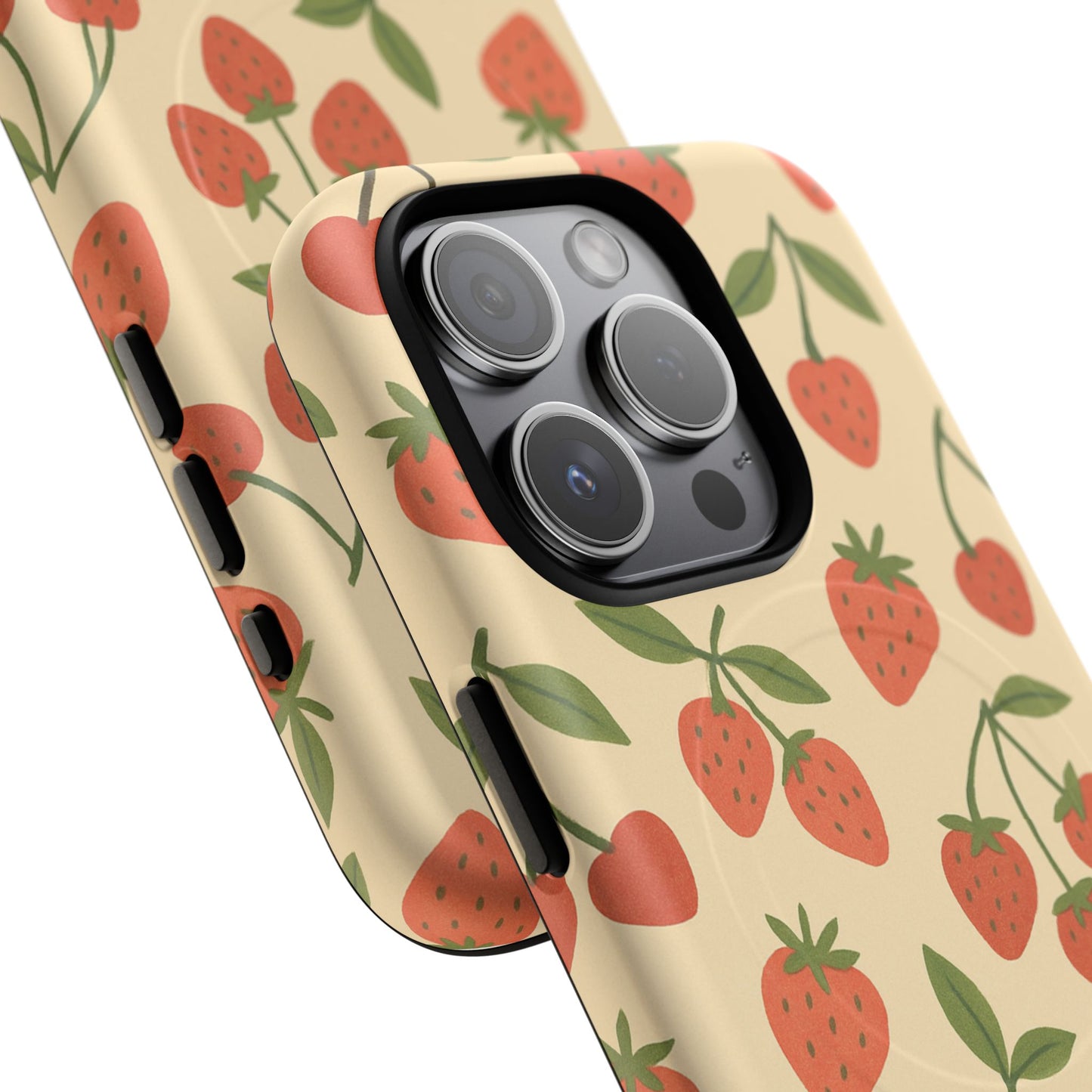 Strawberry Cherry Fruit Pattern iPhone Case | MagSafe Compatible