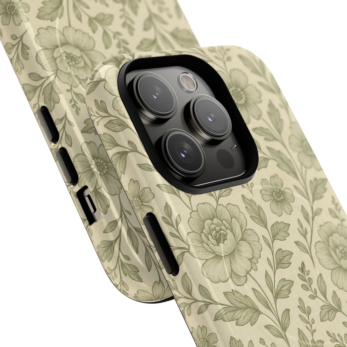 Sage Pattern Vintage Floral iPhone Case | Compatible with MagSafe