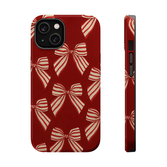 Holiday Red Bow iPhone Case — Impact‑Resistant iPhone Cover with MagSafe compatibility Shamo's iPhone 14 / Glossy