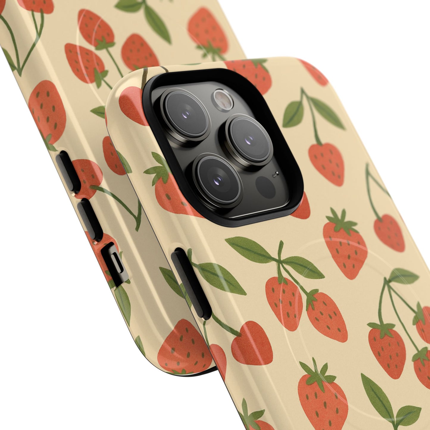 Strawberry Cherry Fruit Pattern iPhone Case | MagSafe Compatible