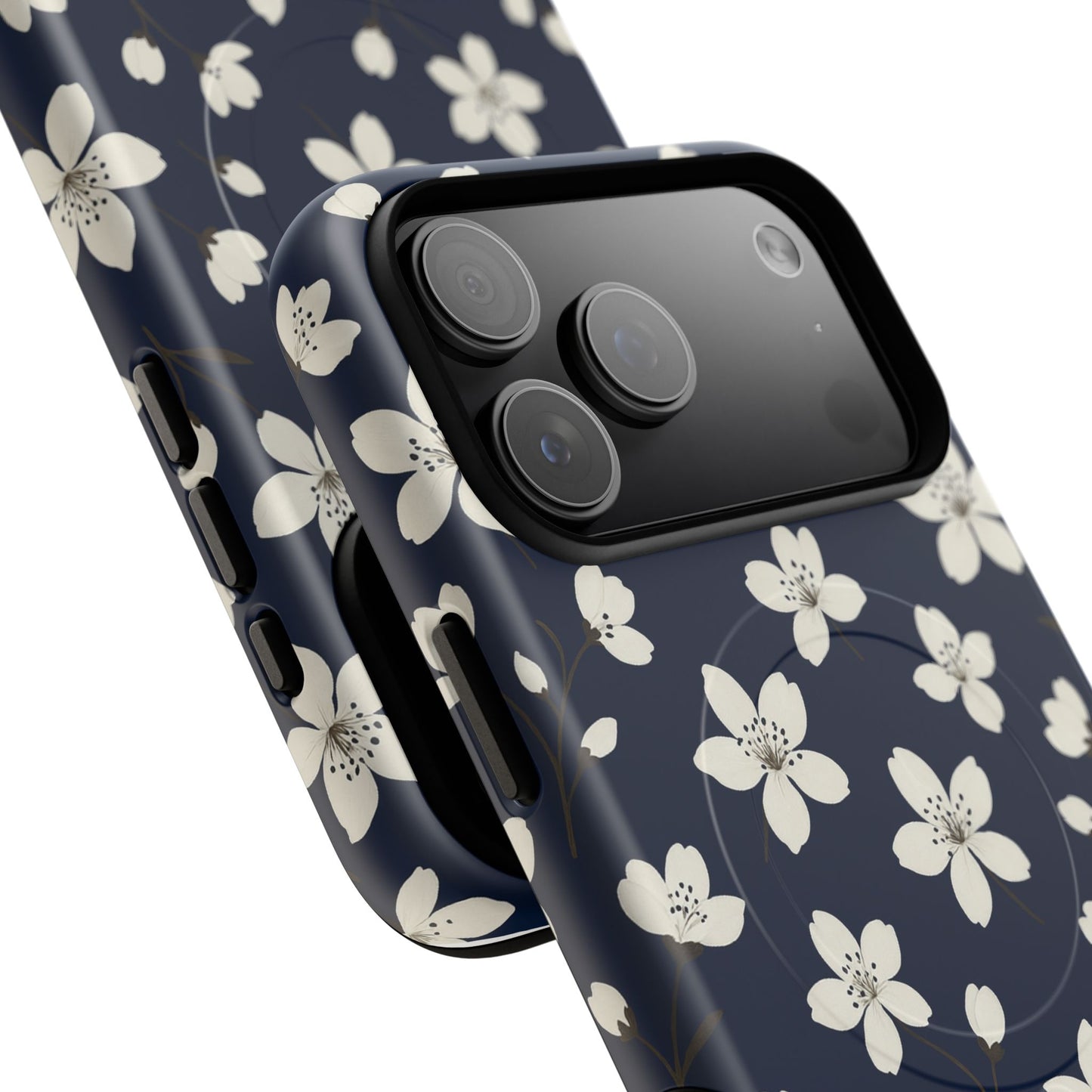 Navy Blossom Floral iPhone Case | MagSafe