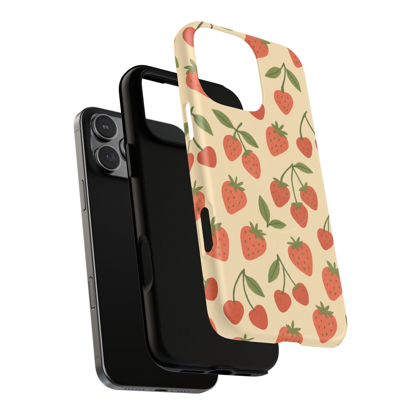 Strawberry Cherry Fruit Pattern iPhone Case | MagSafe Compatible