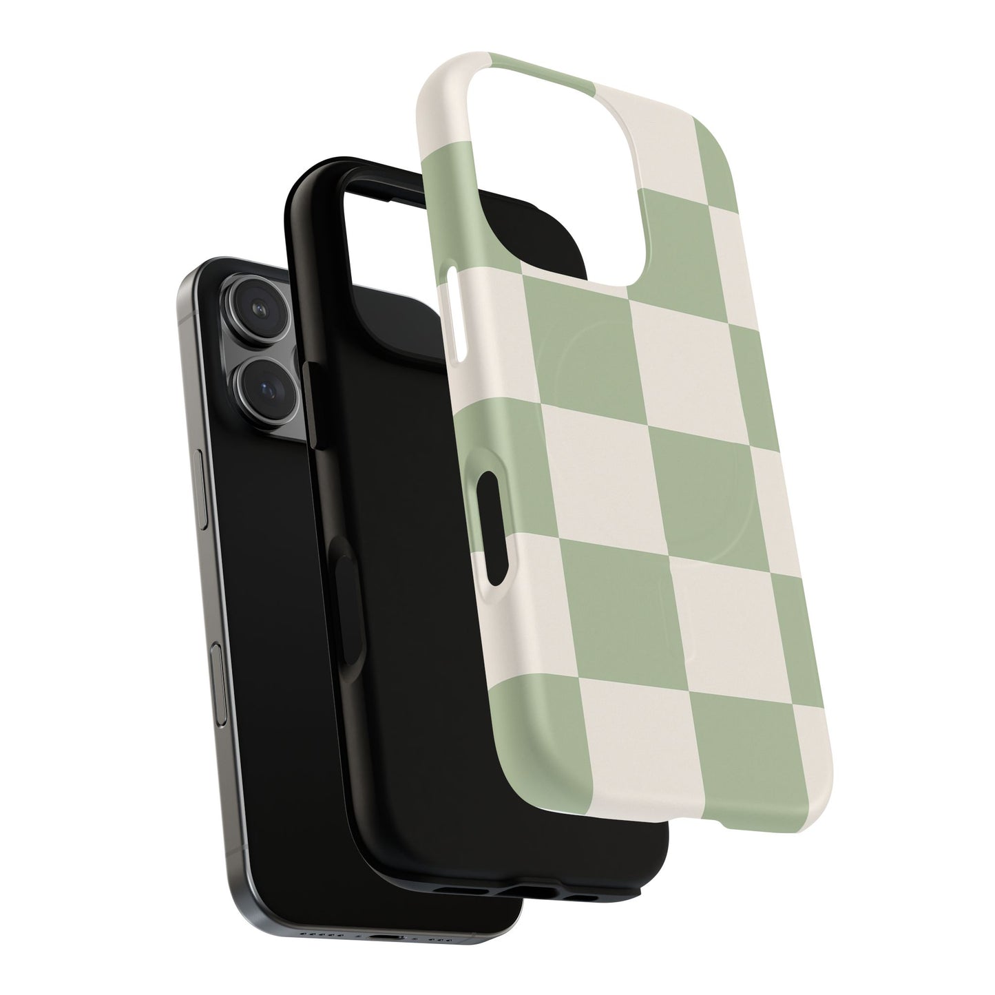 Sage Checkerboard Tough iPhone Case - Compatible with MagSafe