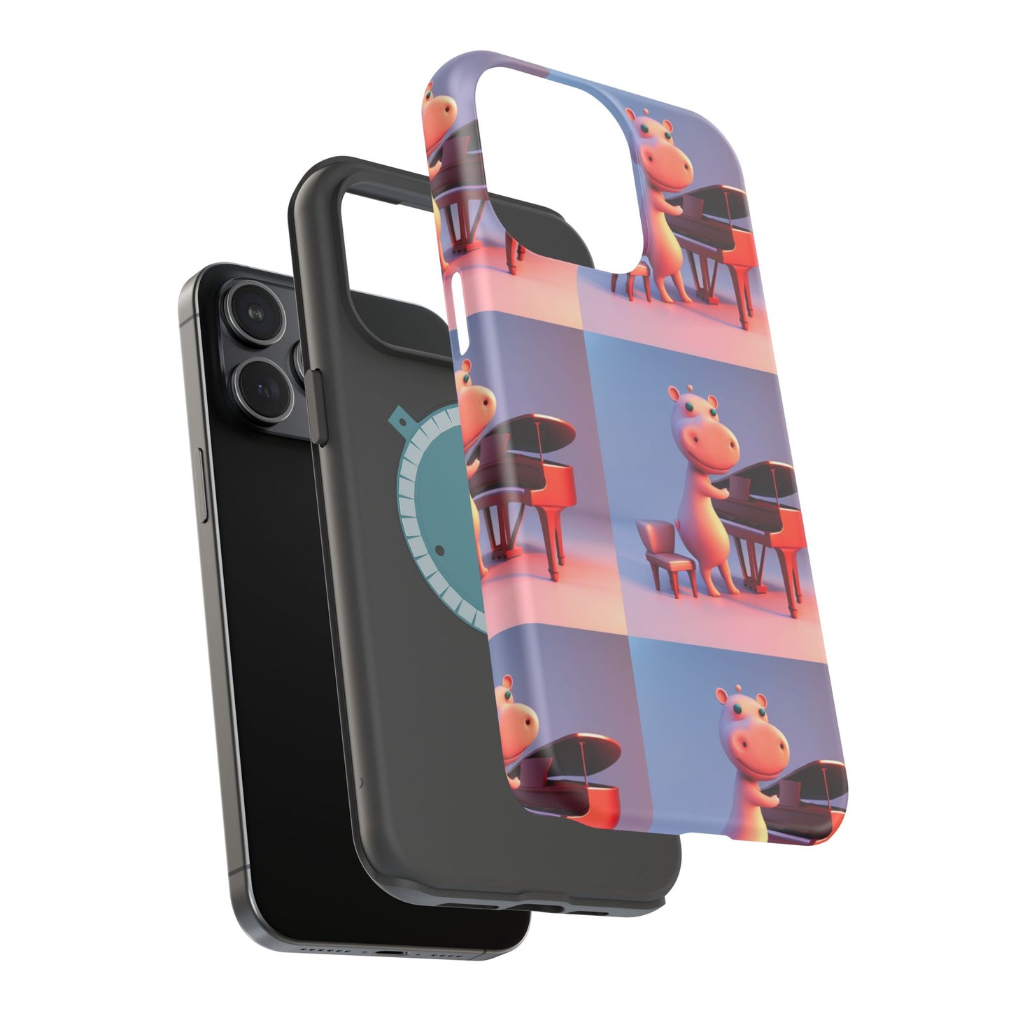 MagSafe Tough Cases with Tiny cute hippo playing a piano