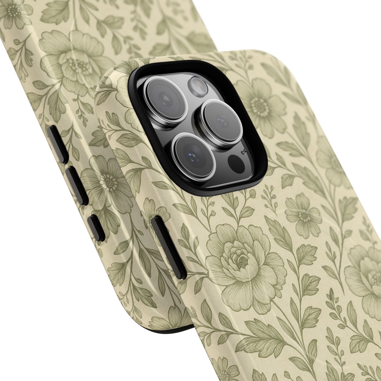 Sage Pattern Vintage Floral iPhone Case | Compatible with MagSafe