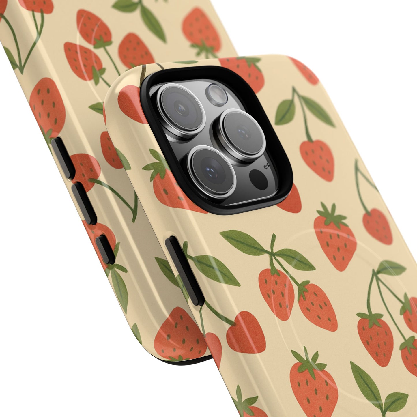 Strawberry Cherry Fruit Pattern iPhone Case | MagSafe Compatible