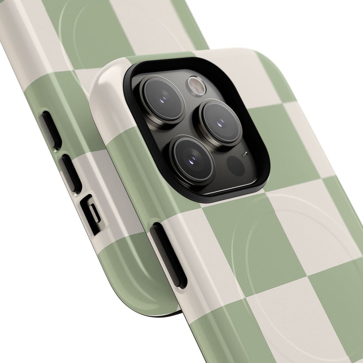 Sage Checkerboard Tough iPhone Case - Compatible with MagSafe