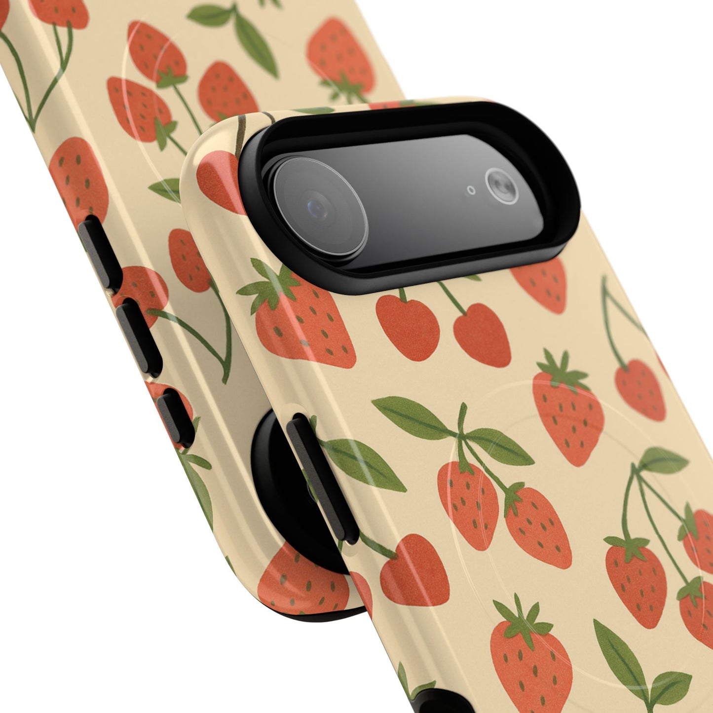 Strawberry Cherry Fruit Pattern iPhone Case | MagSafe Compatible