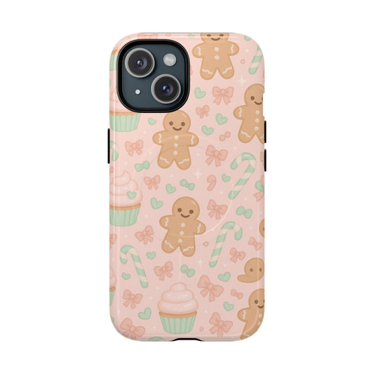 Gingerbread Candy Holiday Tough iPhone Case | compatible with MagSafe Shamo's iPhone 15 / Glossy