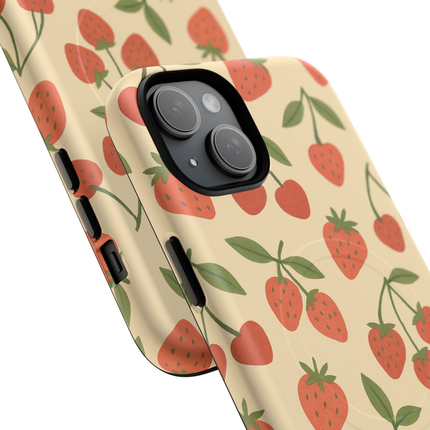 Strawberry Cherry Fruit Pattern iPhone Case | MagSafe Compatible