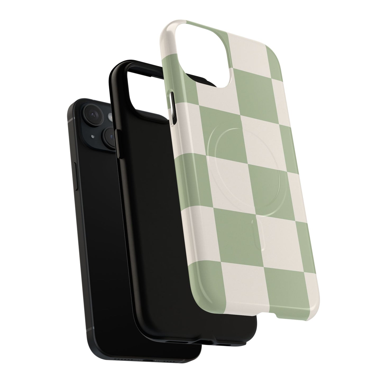 Sage Checkerboard Tough iPhone Case - Compatible with MagSafe