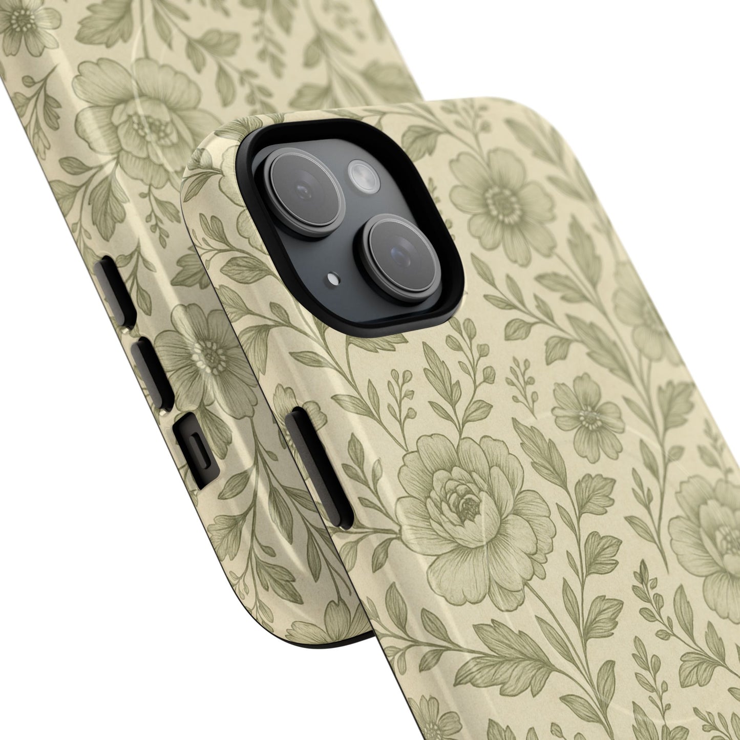 Sage Pattern Vintage Floral iPhone Case | Compatible with MagSafe
