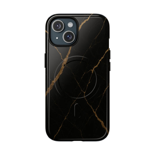 Black & Gold Marble iPhone Case with MagSafe - Shamo's