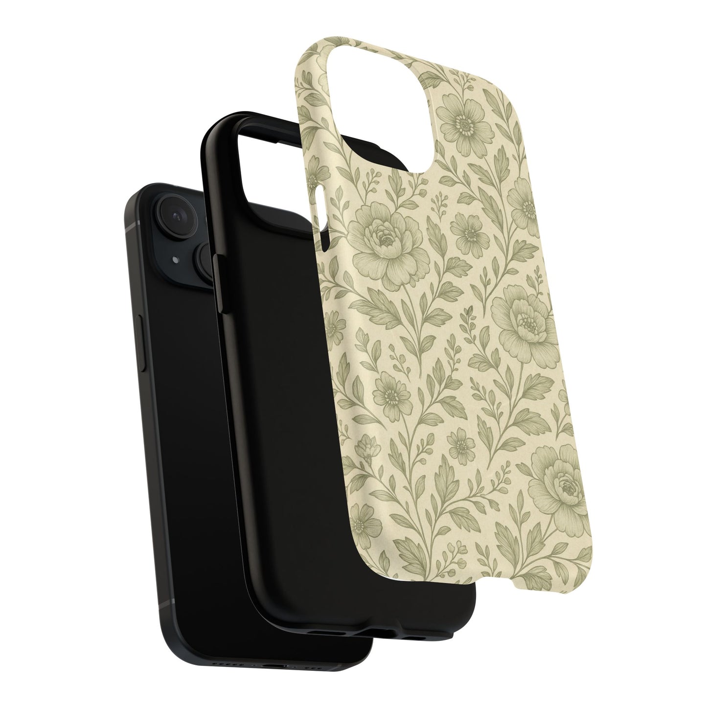 Sage Pattern Vintage Floral iPhone Case | Compatible with MagSafe
