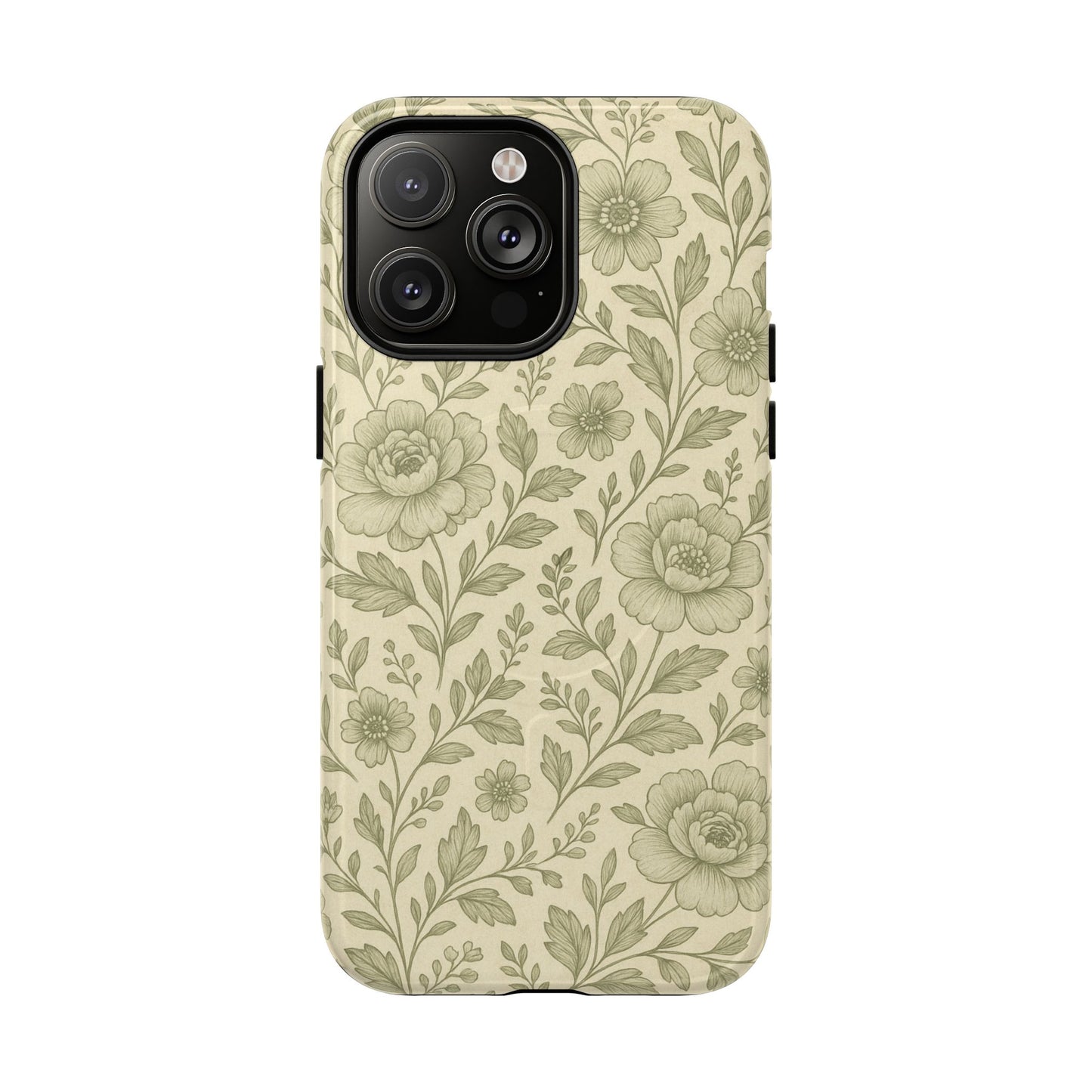 Sage Pattern Vintage Floral iPhone Case | Compatible with MagSafe