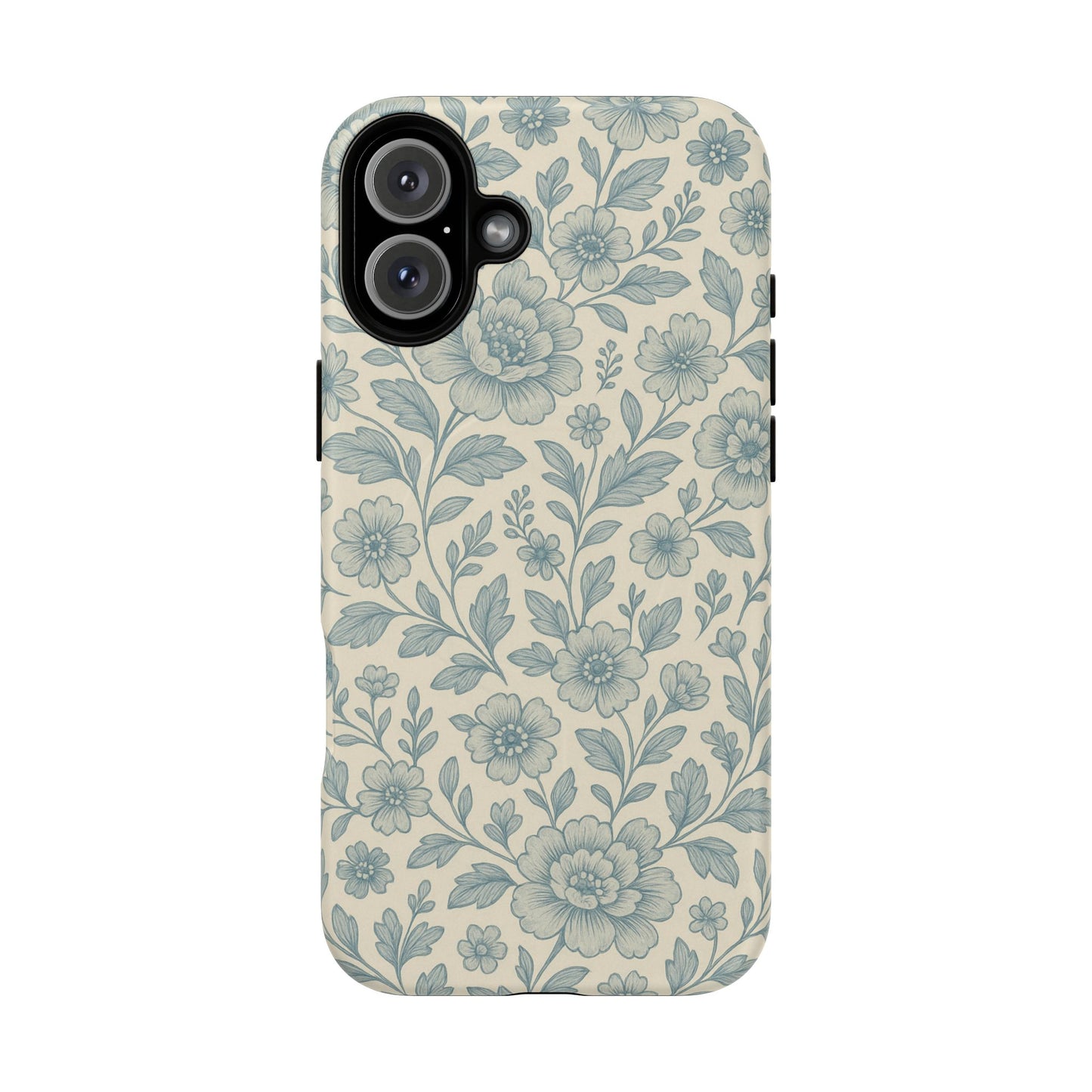 Vintage Blue Floral Tough Case for iPhone - Compatible with MagSafe